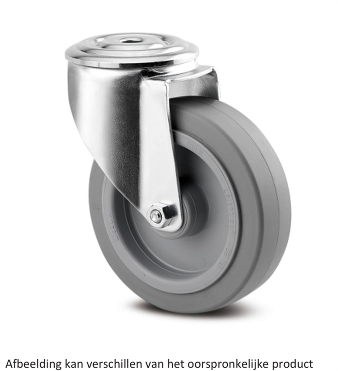 Zwenkwiel - TENTE 3470UFR125P30-13 - grijs rubber - dia 125mm - max 150 kg - 00061098