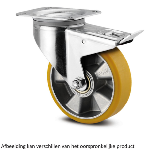 Zwenkwiel met dubbele rem - TENTE 3477ITP160P63 cv - polyurethaan - dia 160mm - max 350 kg - 00303663
