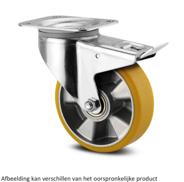 Zwenkwiel met dubbele rem - TENTE 3477ITP200P63 cv - polyurethaan - dia 200mm - max 350 kg - 00300848