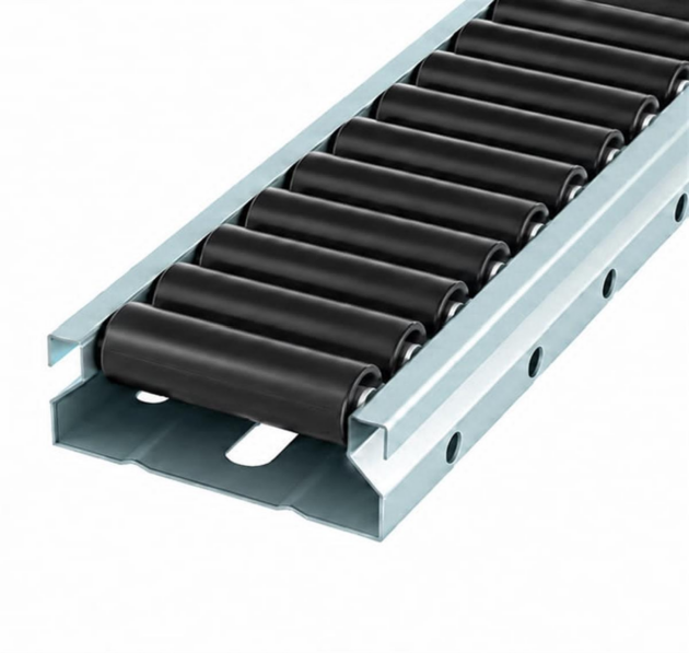 4m steel roller track 60mm, flat, black, ESD