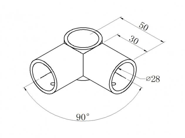 Black ABS plastic 2-way joint