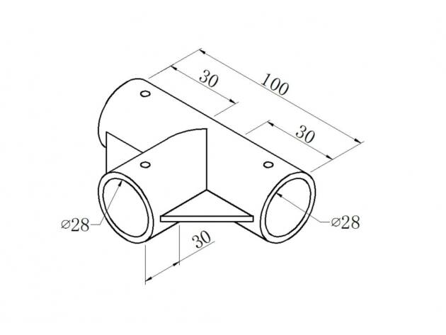Black ABS plastic 3-way joint