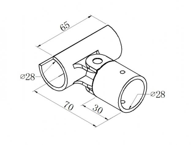 Black ABS plastic adjustable open T-joint