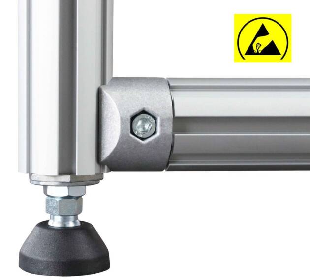 Adjustable foot, Plate 40, Plastic PA, ESD