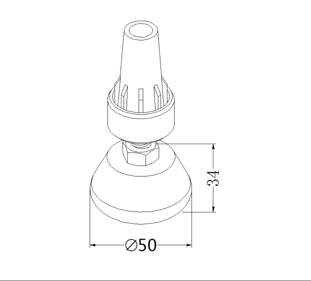 Kunststof voet, L=90mm, dia 50mm, antislip