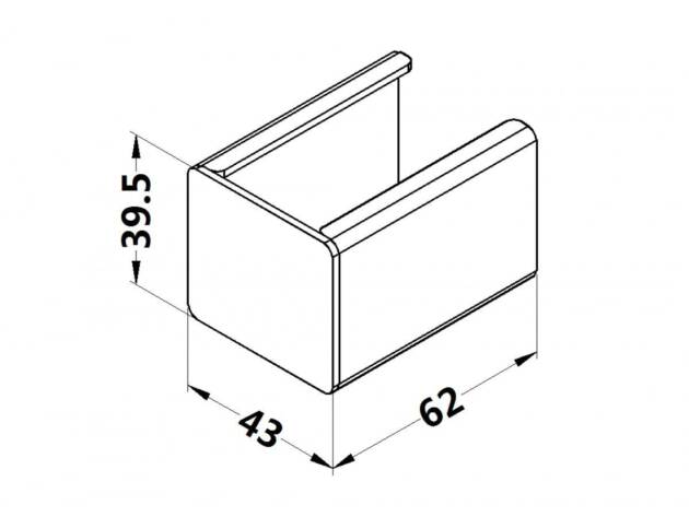 Ophangbeugel met stop - aluminium rollenrail 40mm