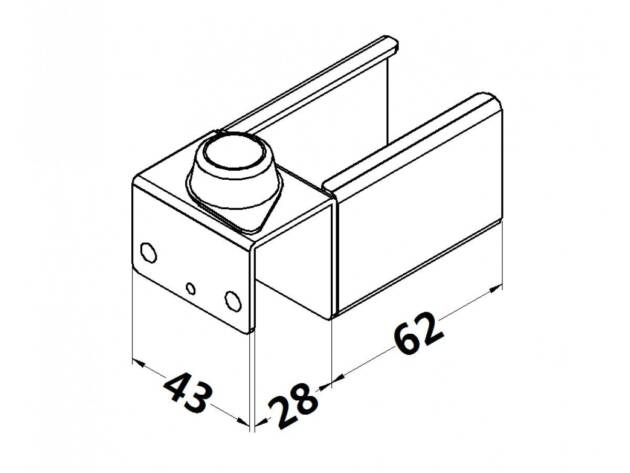 Ophangbeugel met kogelpot - aluminium rollenrail 40mm