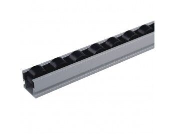 Rollenrail - aluminium behuizing 40mm - zwarte kunststof rol - lengte 4m