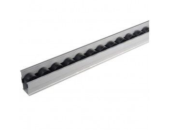 Rollenrail - aluminium behuizing 40mm met zijgeleiding - zwarte kunststof rol - lengte 4m