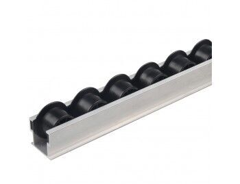 Rollenrail met spoorkrans - aluminium behuizing 40mm - zwarte kunststof rol - lengte 4m