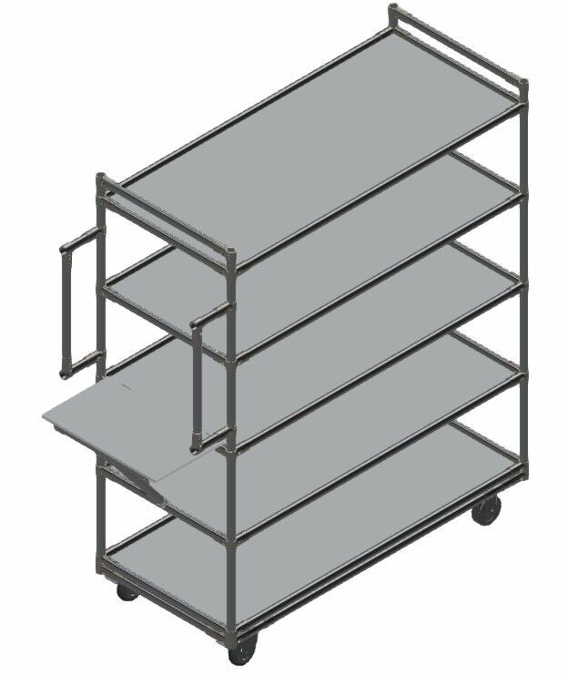 Kitting kar met 5 niveau's en wegklapbare schrijfplank LF011 - 1280 x 580mm - 250kg