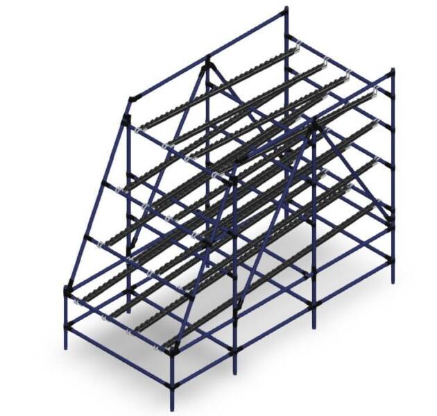 Flowrek met 3 niveau's en retour LF012 - 1075 x 2250 mm - 600kg