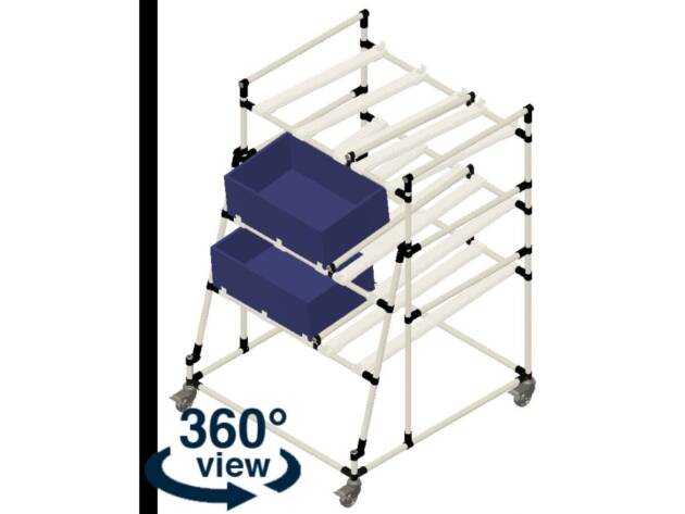 Kanbanstelling met 2 niveau's en retour LF028 - 1020x1085mm - 450kg