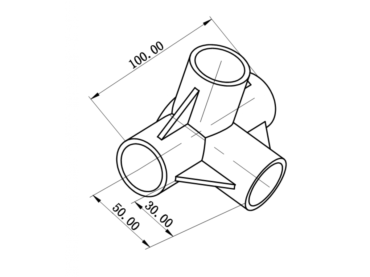 Plastic 3-way joint