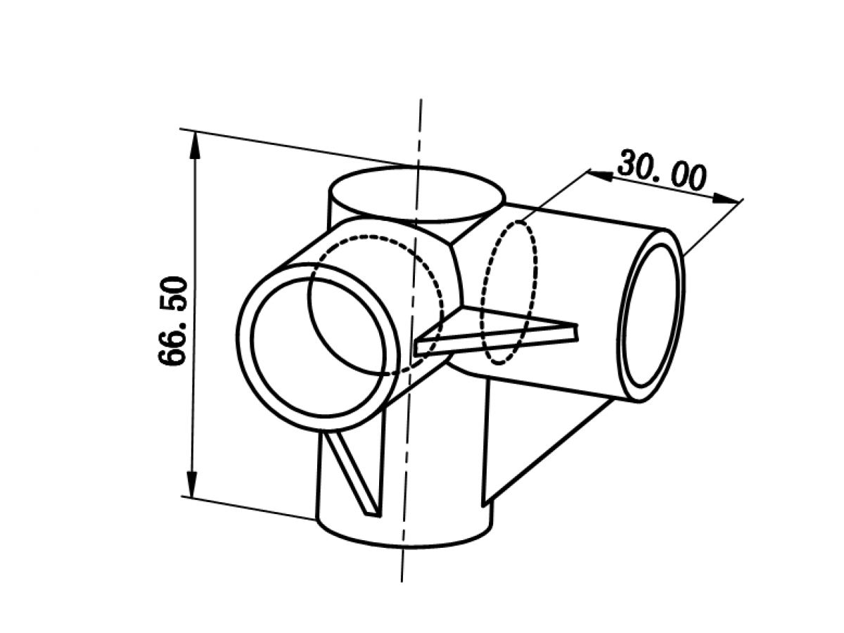 Plastic 2-way joint with end cap
