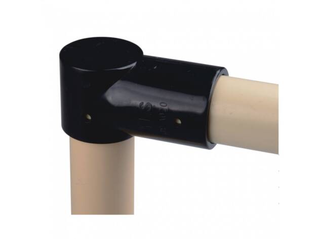 Black ABS plastic T-joint with end cap