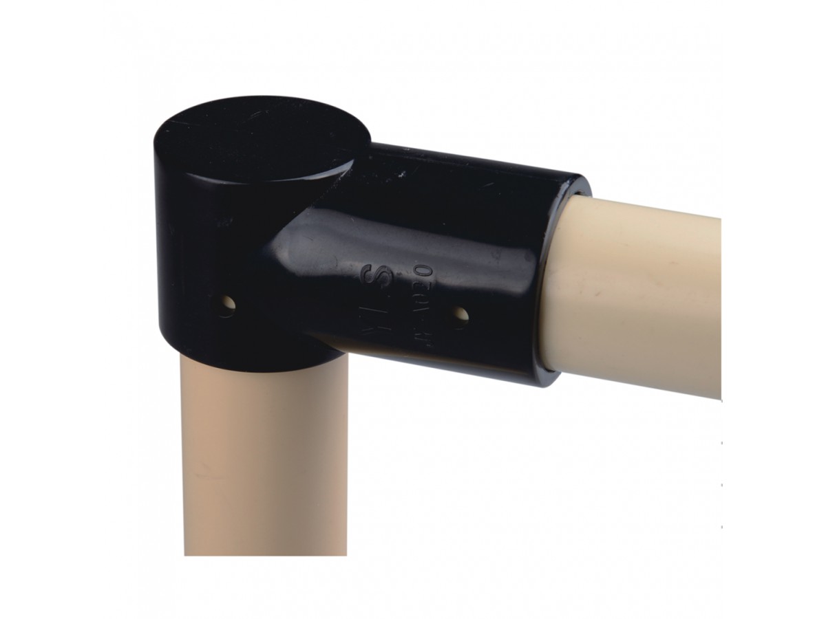 Black ABS plastic T-joint with end cap