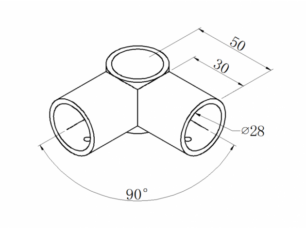 Black ABS plastic 2-way joint