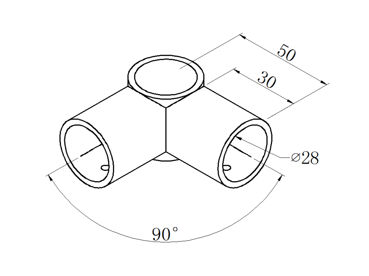 Black ABS plastic 2-way joint