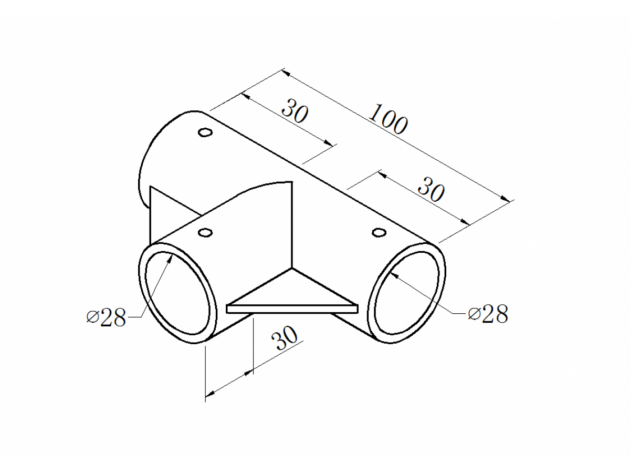 Black ABS plastic 3-way joint