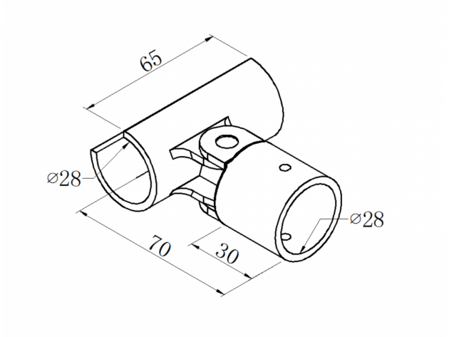 Black ABS plastic adjustable open T-joint