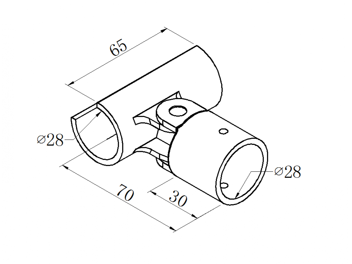 Black ABS plastic adjustable open T-joint