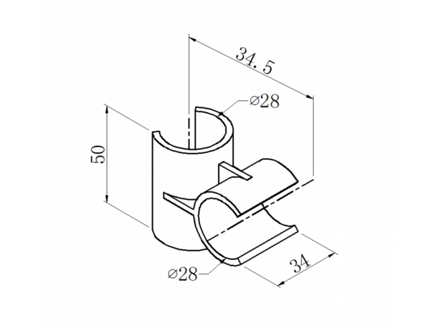 Black ABS plastic open cross joint
