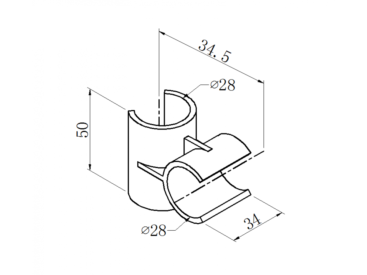 Black ABS plastic open cross joint