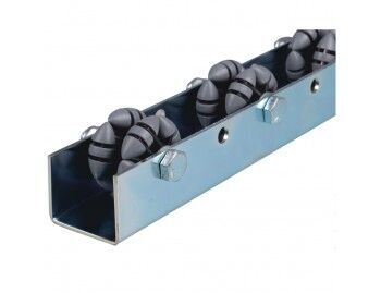 Rollenrail - stalen behuizing - 360° multi-directionele rollen - lengte 1m