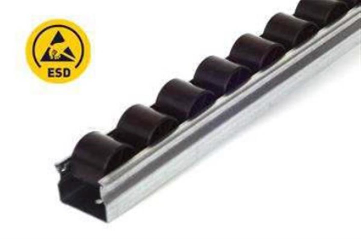 Rollenrail - stalen behuizing 35mm - ESD kunststof rol - P33 - lengte 4m
