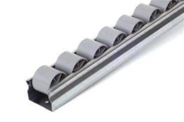 Rollenrail - stalen behuizing 35mm - grijze, vlakke kunststof rol - P33 - lengte 4m