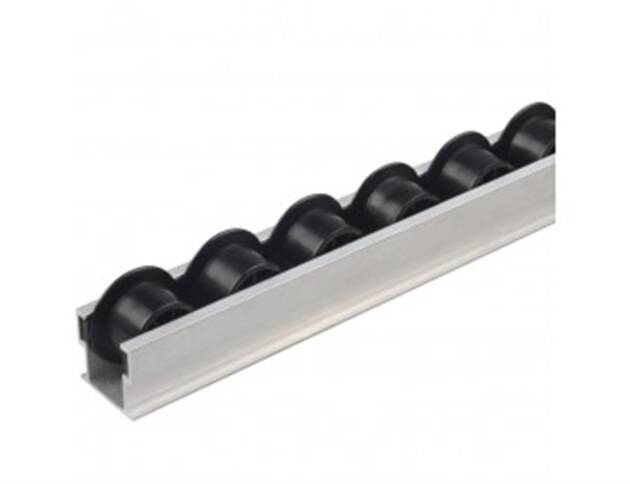 Rollenrail met spoorkrans - aluminium behuizing 40mm - ESD kunststof rol - lengte 4m