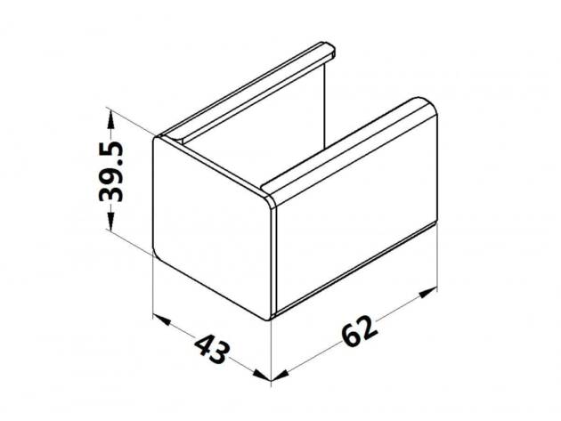 Ophangbeugel met stop - aluminium rollenrail 40mm