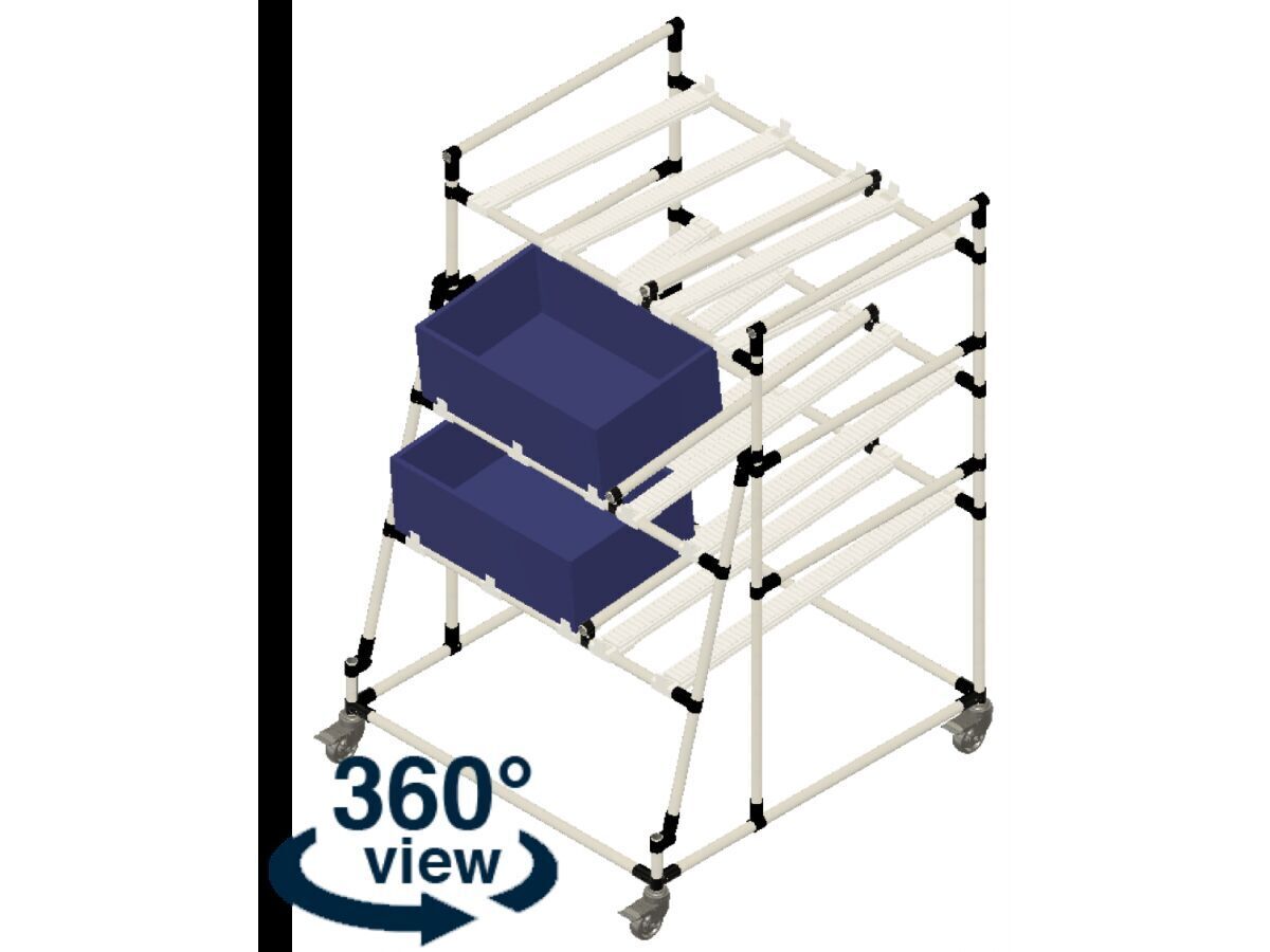 Kanbanstelling met 2 niveau's en retour LF028 - 1020x1085mm - 450kg